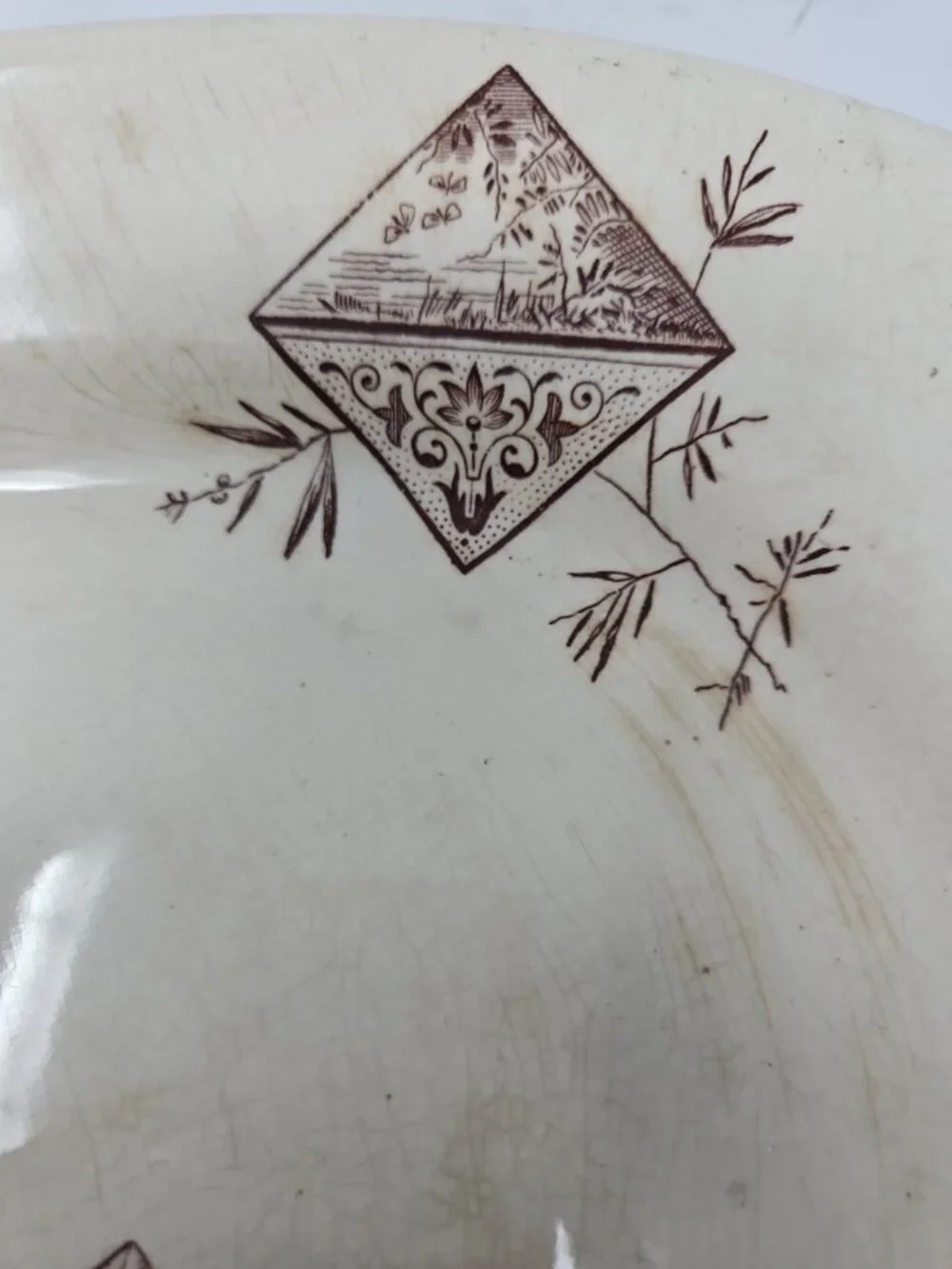 Antique 1890 Victorian Aesthetic Movement Ironstone Platter Alcock Stratford 17